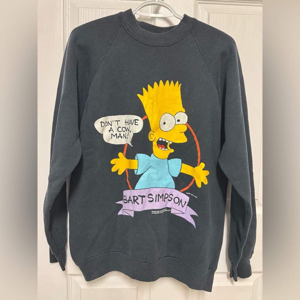 80s/90s Black Vintage Bart Simpson “Don’t Have A cow Man!” Sweater